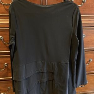 Porto Black Asymmetrical Long Sleeve Top